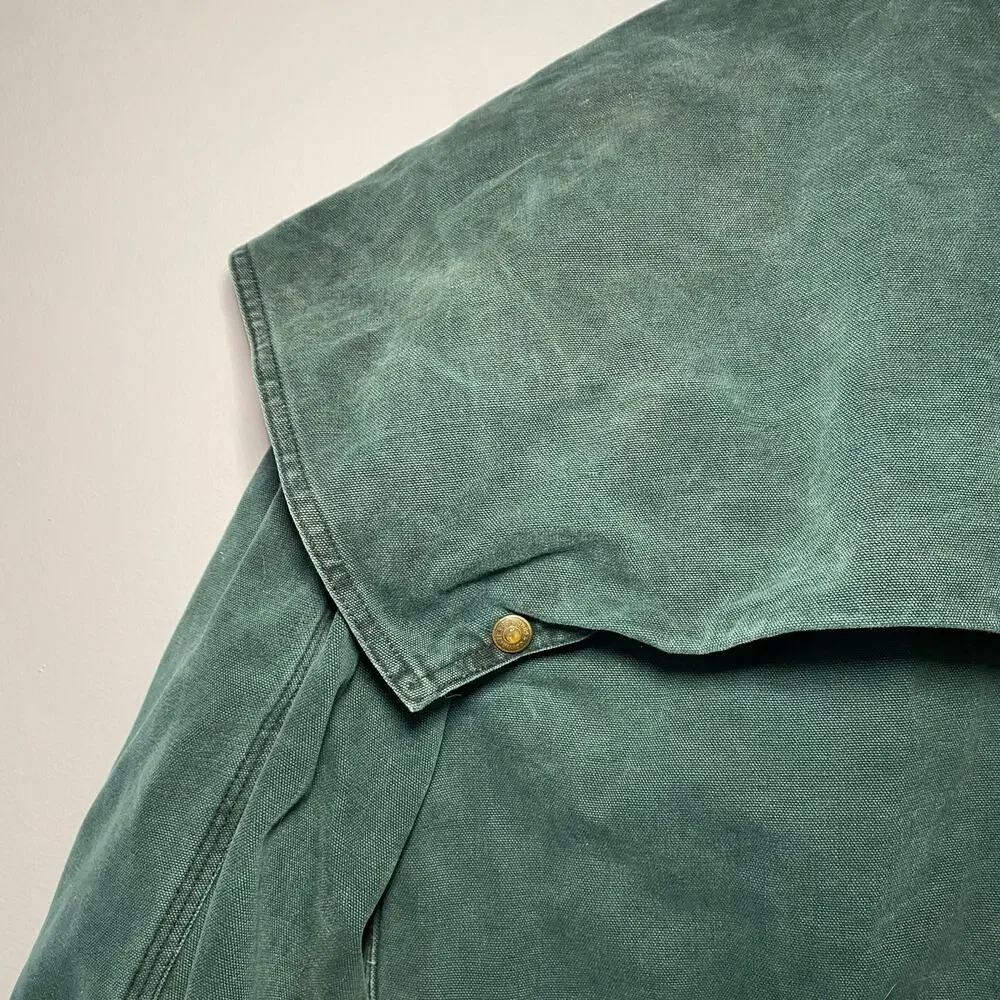 Carhartt Vintage Cape Chore Coat Green Canvas Cotton Front Snap Zip Men's Large